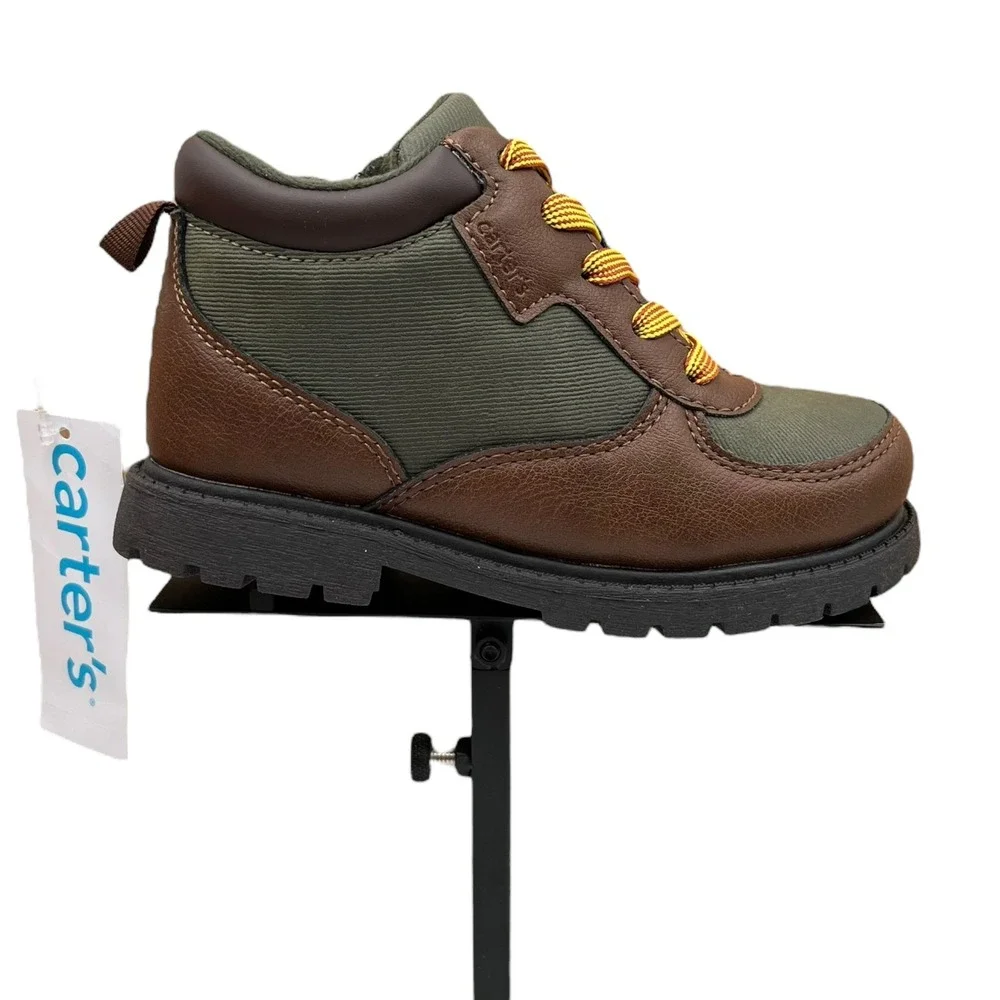 Carter's Toddler Boys Boston Fashion Ankle Boot Size 9 Brown-Olive Slip-on Style